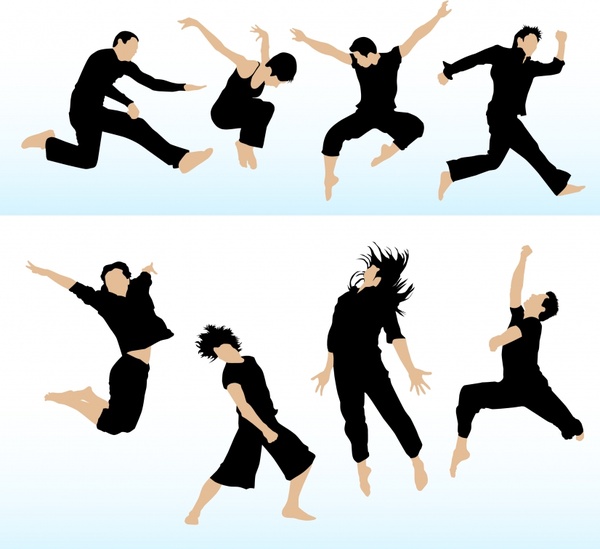 600x549 People Dancing Silhouettes Vector Free Vector In Encapsulated
