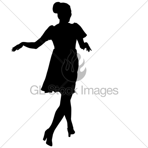 500x500 Silhouette Of People Dancing With A Raised Hand On White Gl