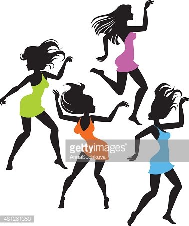 379x453 Dancing Girl Silhouettes Stock Vectors