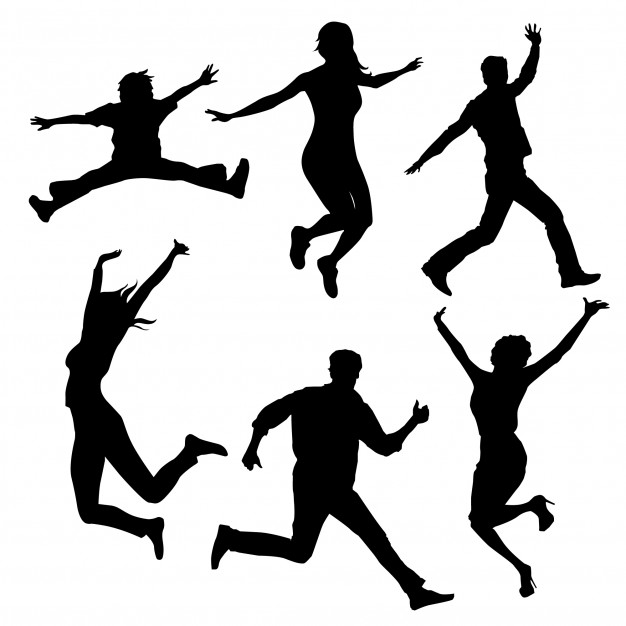 626x626 Silhouettes Of People Jumping Vector Premium Download