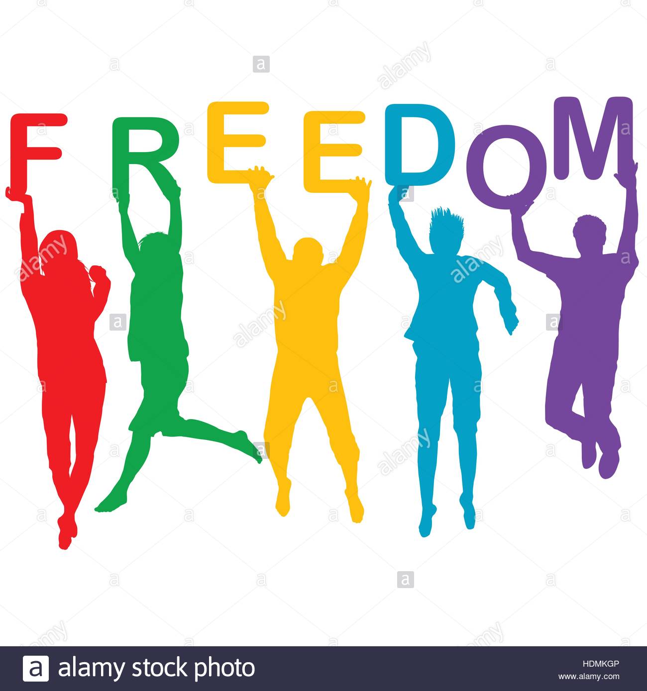 1300x1390 Freedom Concept With People Jumping Silhouettes Stock Vector Art