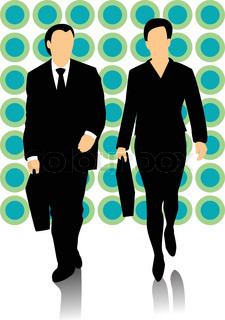 225x320 Group Of Business People Talking And Walking. Stock Vector