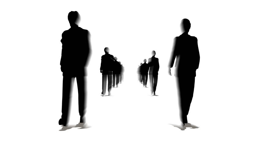 852x480 Many Business Couple Walking Looping Moving Camera Silhouette