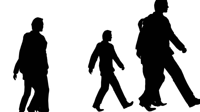852x480 Aerial View Of Silhouette People Walking Forward Stock Footage
