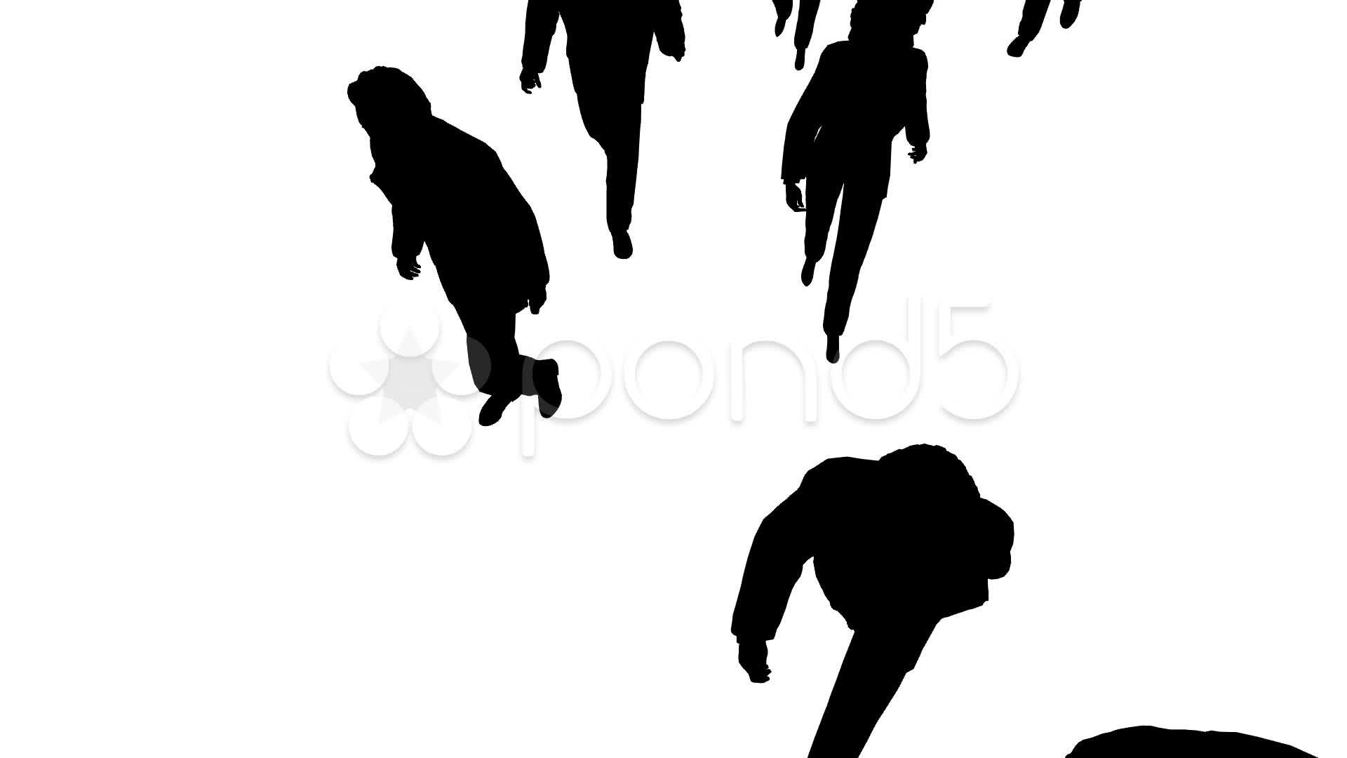 1920x1080 Aerial View Of Silhouette People Walking Forward ~ Clip