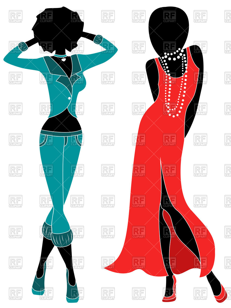 900x1200 Silhouette Of Model Women In Dull Turquoise And Red Dress Royalty