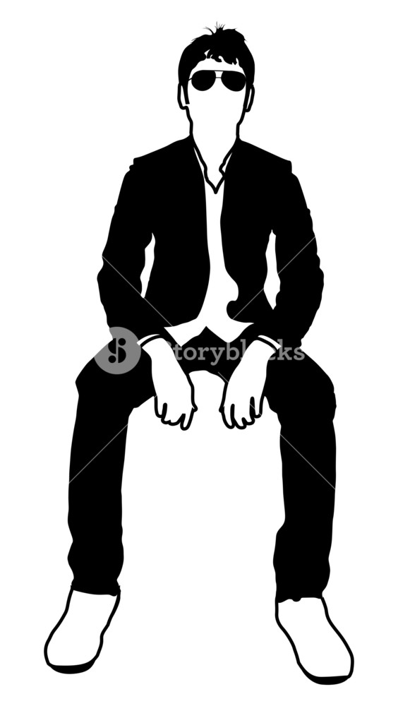 564x1000 Sitting Man Shape Royalty Free Stock Image