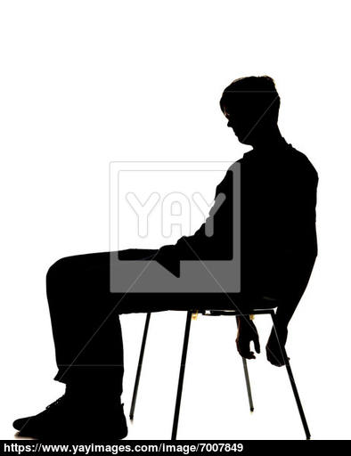 394x512 Silhouette Of A Man Sitting On A Chair Image