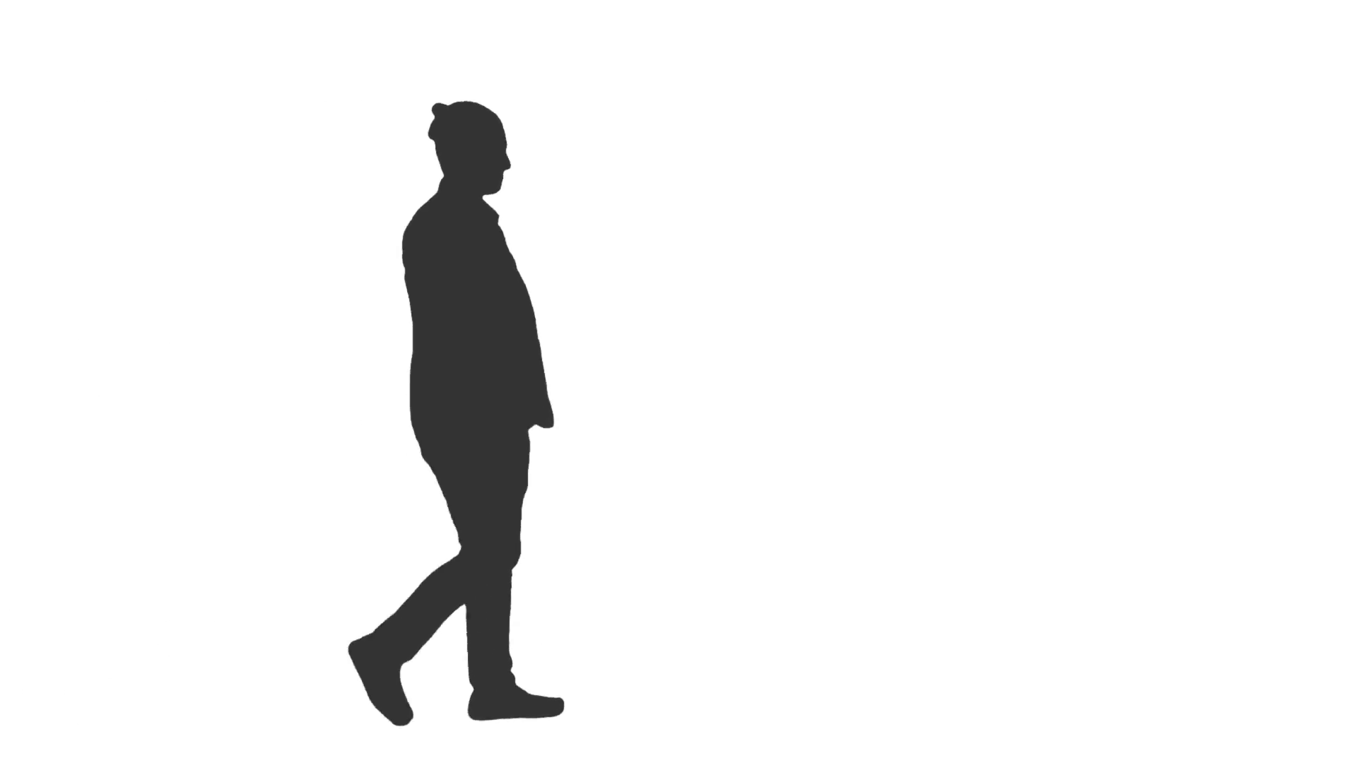 1920x1080 Silhouette Of A Young Man Walking With Hands In Pockets. Side View