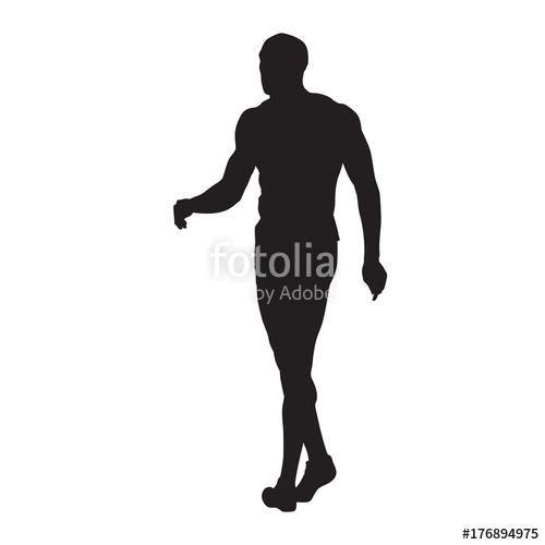 500x500 Man Walking, Young Athlete, Isolated Vector Silhouette Stock