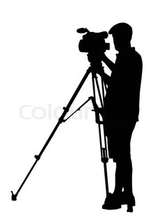 233x320 Silhouette Of Photographer Standing With Camera In Hand Stock