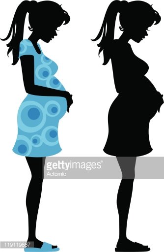 334x512 Silhouette Of A Young Pregnant Woman Premium Clipart