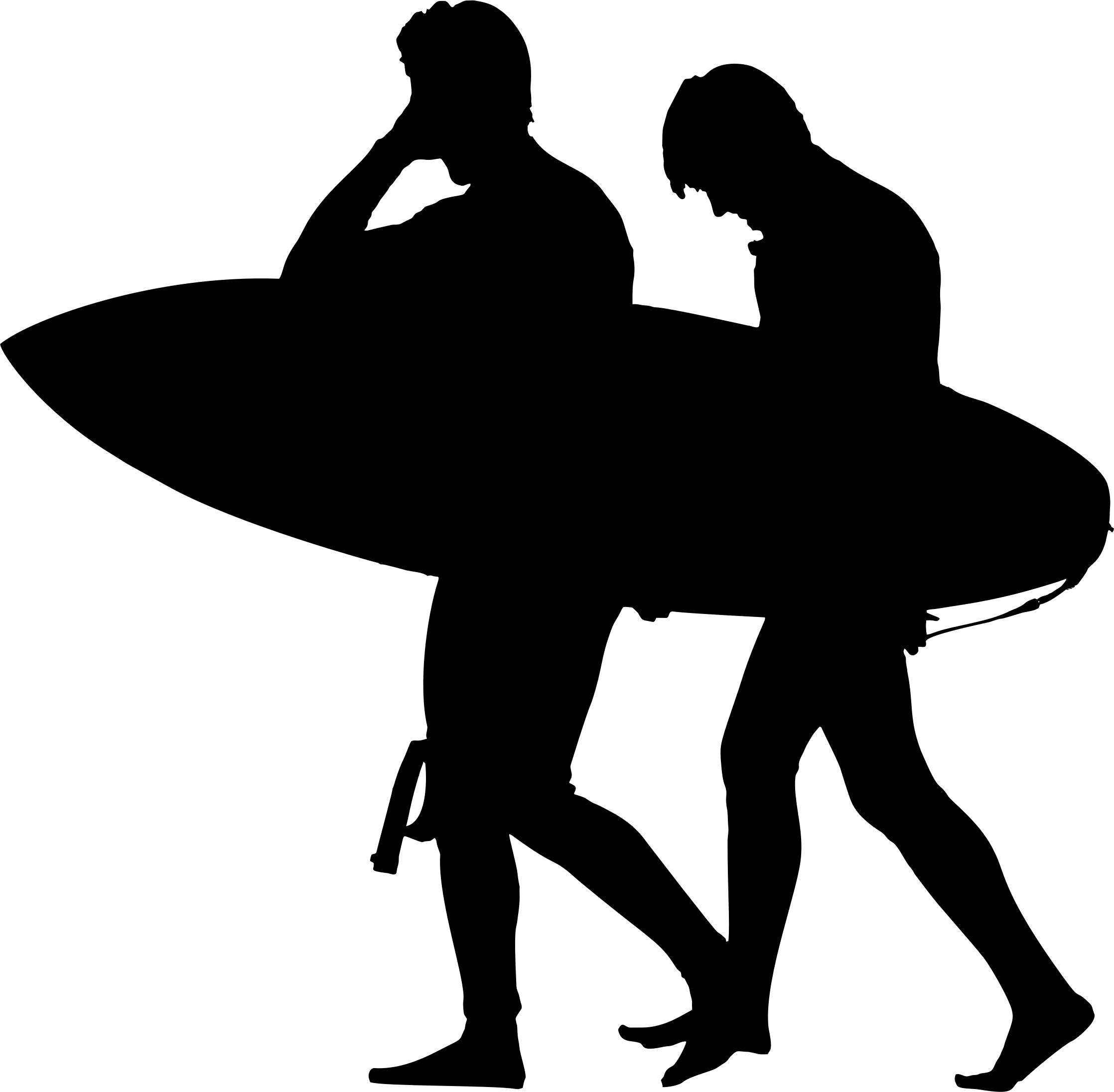 2236x2193 Two Surfers Silhouette Icons Png
