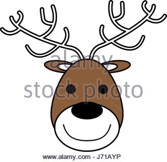 331x320 Front Face Silhouette Reindeer With Horns Stock Vector Art
