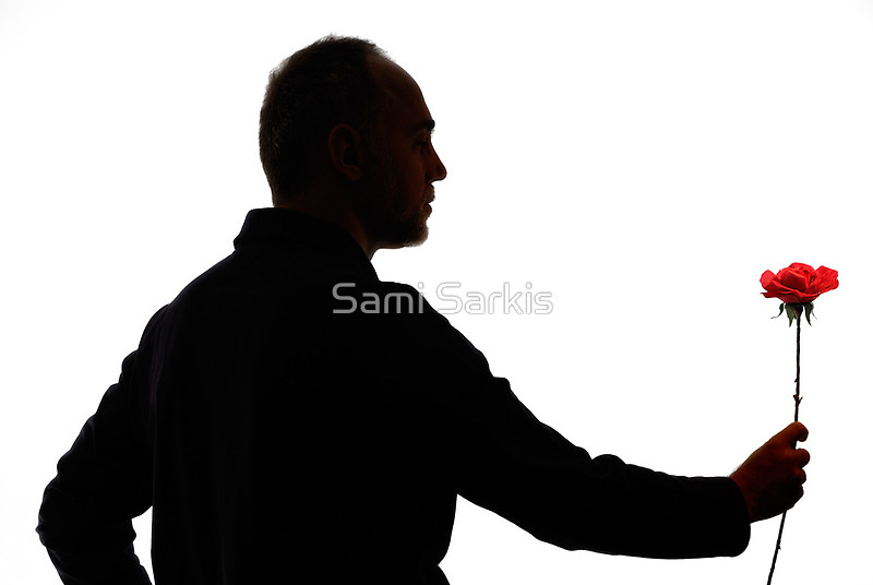 800x536 Silhouette Of Mature Man Holding Rose Posters By Sami Sarkis