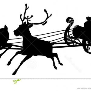 300x300 Stock Illustration Santa Sleigh Silhouette Waving Claus His