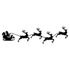 Silhouette Of Santa Sleigh And Reindeer