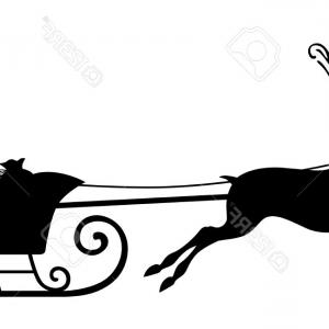 300x300 Stock Illustration Santa Sleigh Silhouette Waving Claus His
