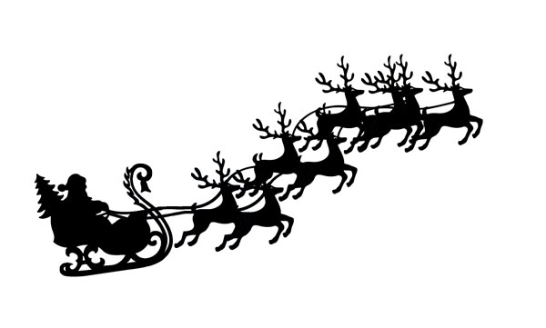 600x361 Santa And Reindeer Silhouette Clipart