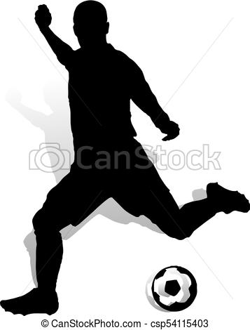 357x470 Soccer Player With Ball Makes A Punch, Silhouette On White