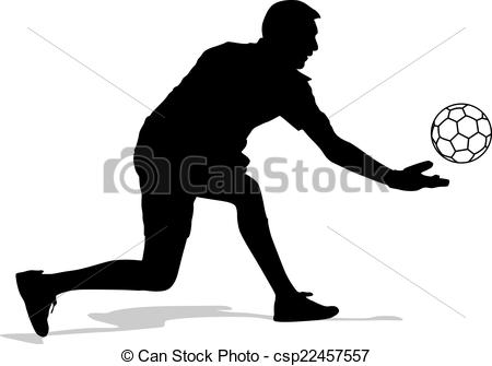 450x335 Silhouettes Of Soccer Players With The Ball. Vector Clipart