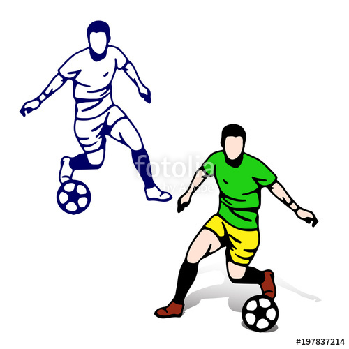 500x500 Soccer Players With The Ball In Motion Playing, Silhouette Cartoon