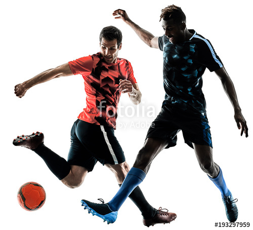 500x454 Two Soccer Players Men In Studio Silhouette Isolated On White