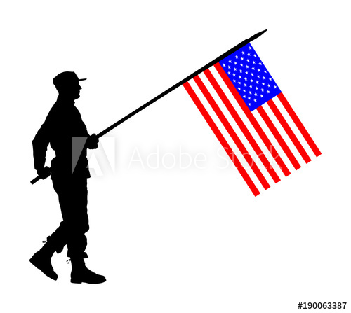 500x447 United States Of America Soldier With Flag Vector Silhouette