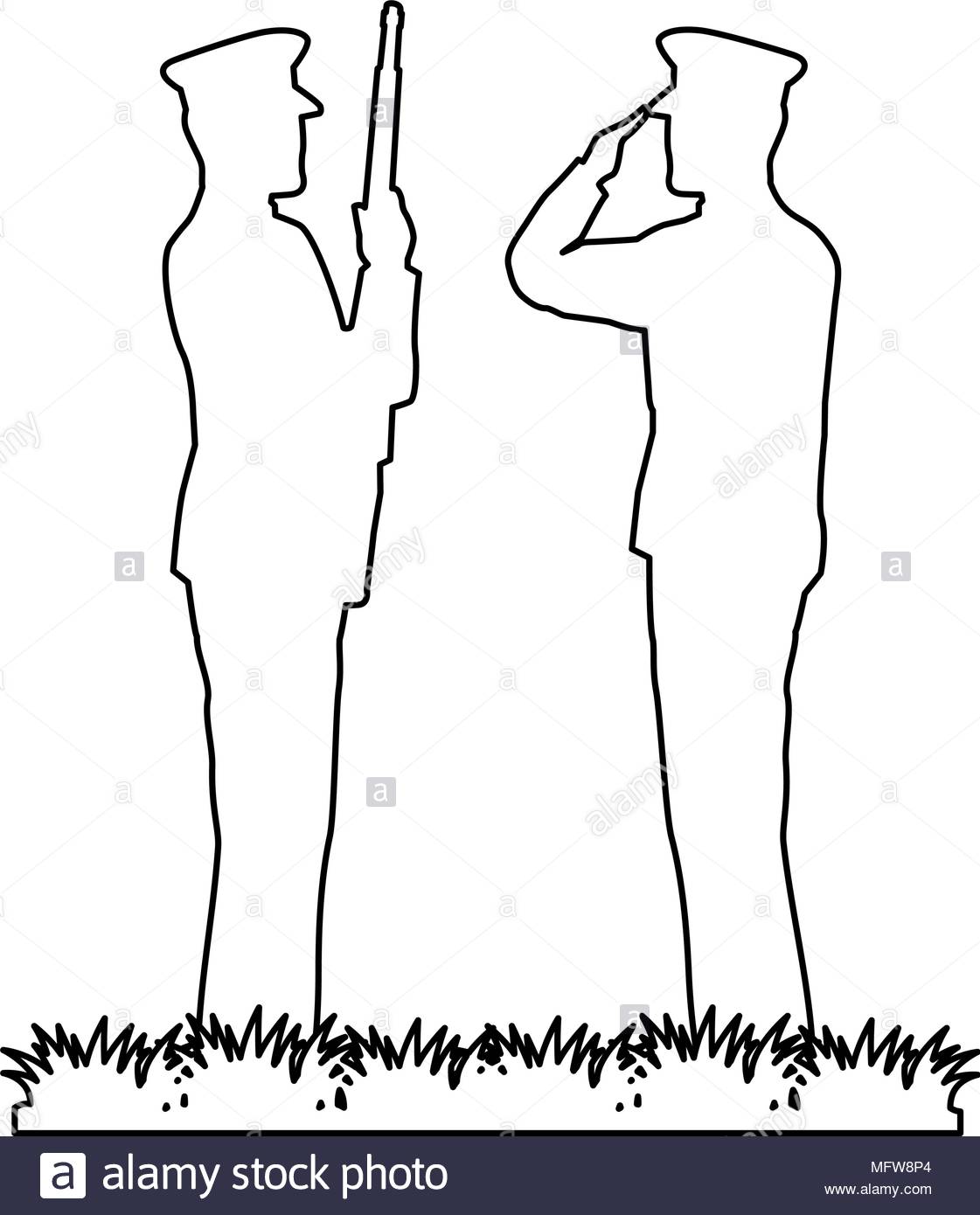 1121x1390 Silhouette Of Military Saluting And Soldier Stock Vector Art