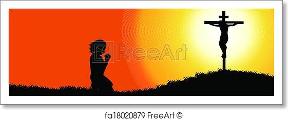 561x235 Free Art Print Of Prayer Silhouette