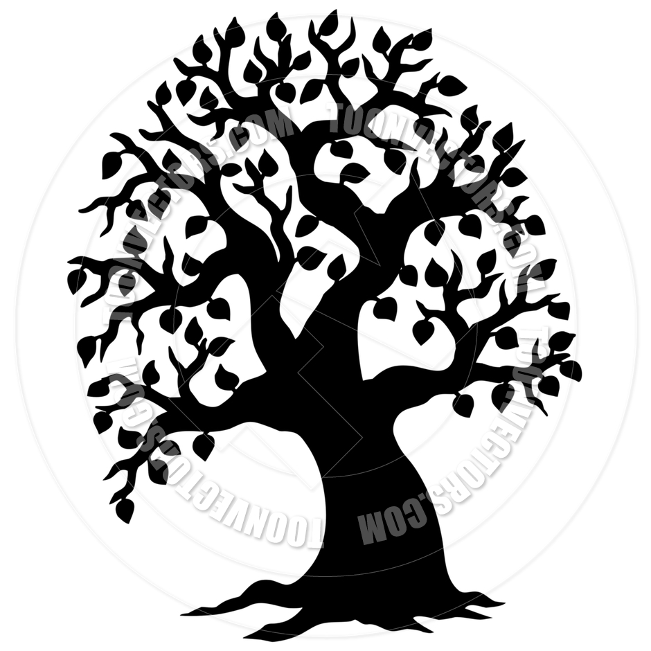 940x940 Cartoon Big Leafy Tree Silhouette By Clairev Toon Vectors Eps