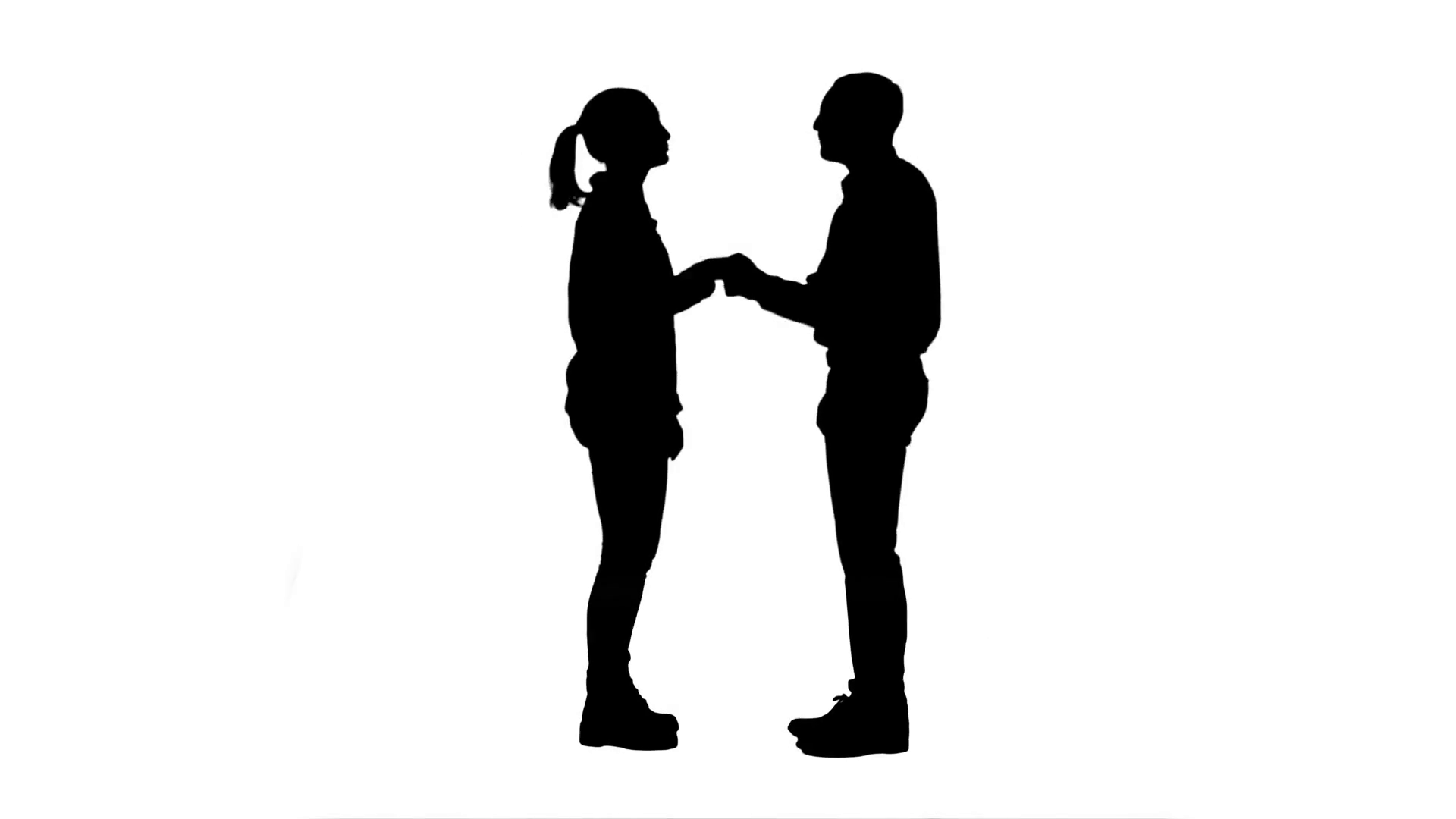 1920x1080 Silhouette Two Young People In Casual Shake Hands, Look