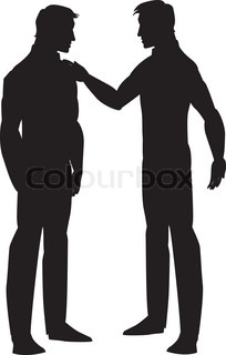 204x320 Silhouette Of Two Men Talking, Illustration Stock Vector Colourbox