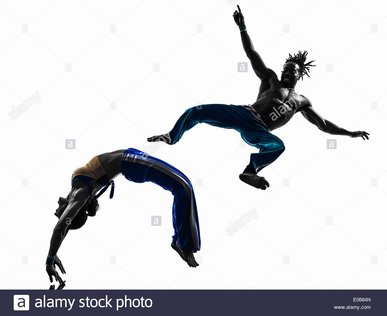 1300x1063 Two People Couple Capoeira Dancers Dancing In Silhouette Studio