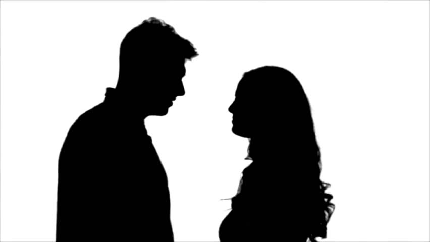 852x480 Kissing Couple In The Studio Is Worth It. Silhouette. White