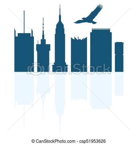 450x470 Silhouettes Of Modern Buildings In The Usa And Soaring Vector
