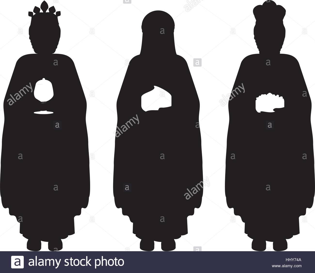 1300x1128 Silhouette Full Body Wise Men With Gifts Vector Illustration Stock