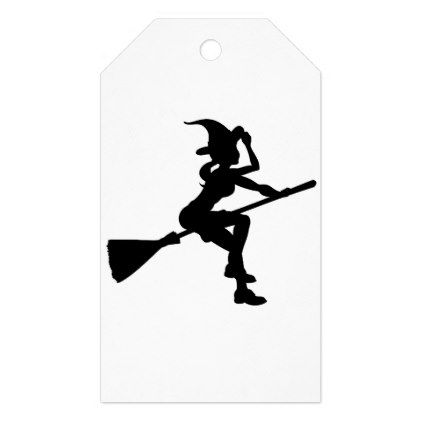 422x422 Silhouette Halloween Witch Flying On Broomstick Gift Tags