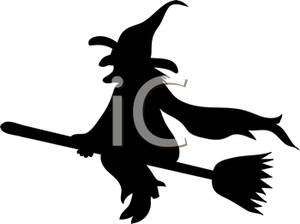 300x224 Silhouette Of A Wicked Witch Riding On Her Broom