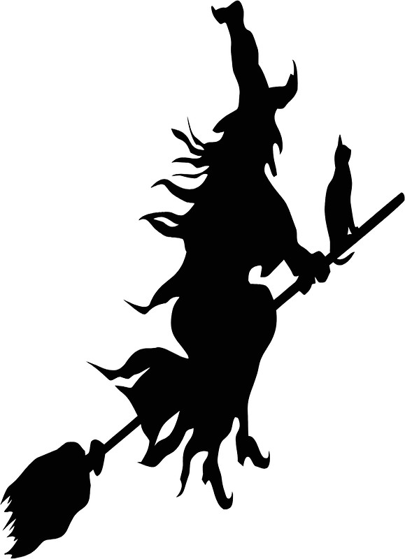 579x800 Witch, Flying, Broom Stick, Silhouette Stickers By Tom Hill