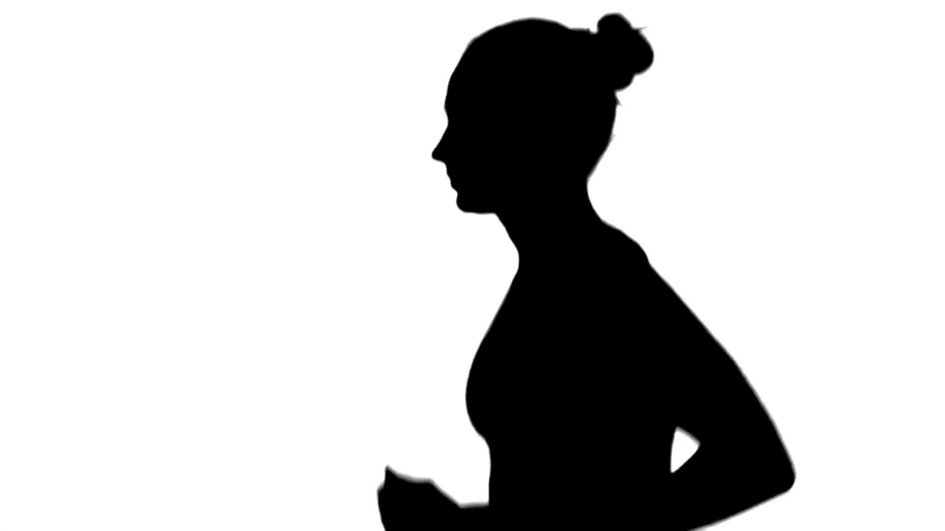 1920x1080 Girl With Athletic Body Running. Side View. Silhouette. White