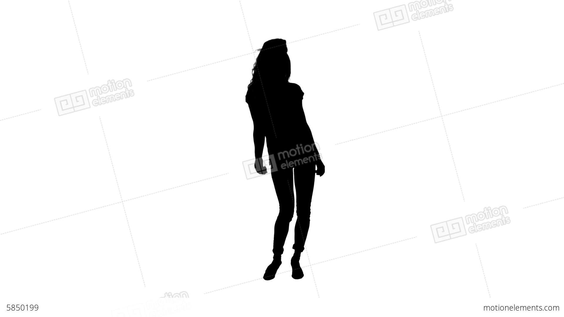 1920x1080 Silhouette Of Woman Dancing And Moving Stock Video Footage 5850199