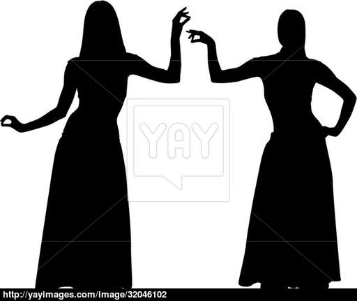 512x431 Silhouettes Of Women Dancing Belly Vector