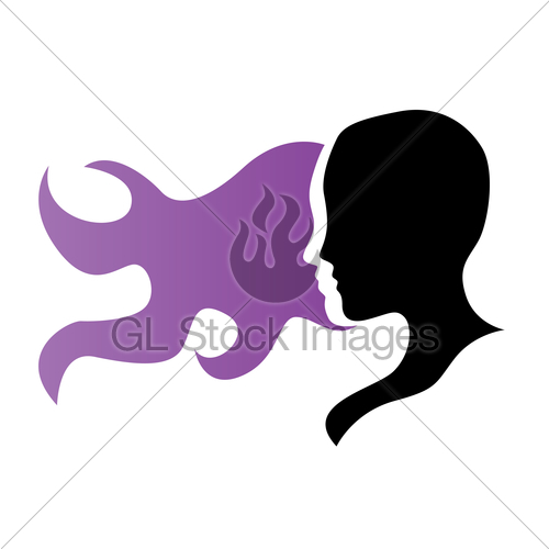 500x500 Silhouette Of A Girl In Profile With Long Hair Gl Stock Images