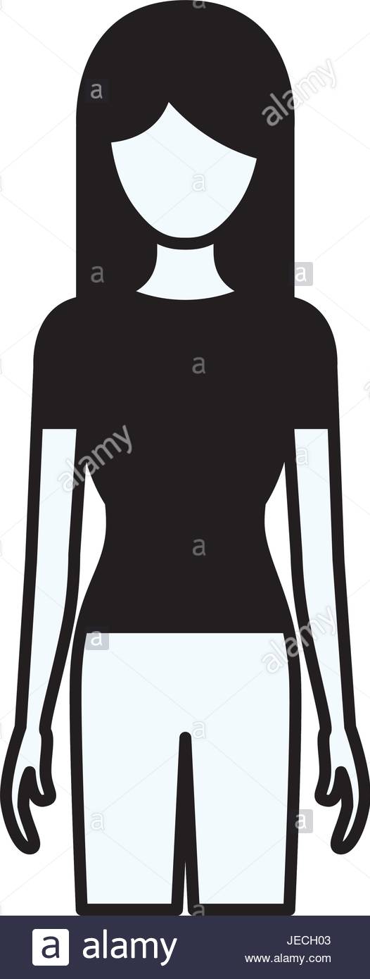 526x1390 Black Silhouette Thick Contour Of Faceless Full Body Woman