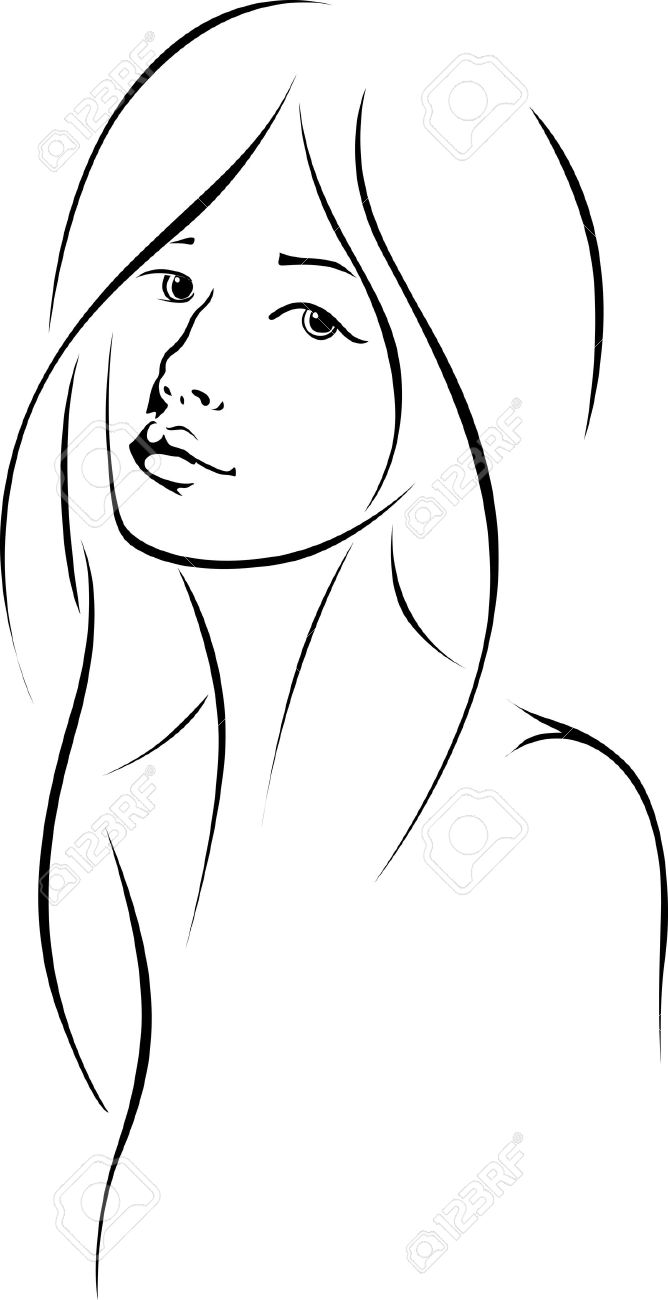 668x1300 Photos Line Drawing Woman Face,