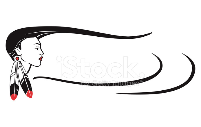 694x440 American Indian Woman's Face Silhouette Stock Vector