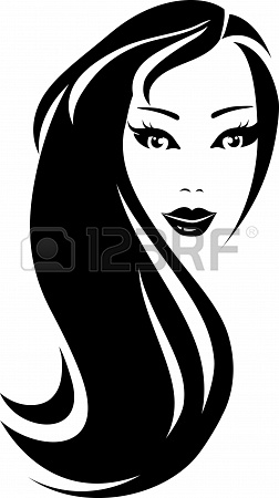 252x450 Black Silhouette Beautiful Woman With Long Hair Stock Photo