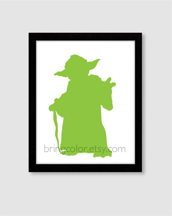 570x713 Star Wars Yoda Silhouette Wall Art Print 8x10 For Boys Room