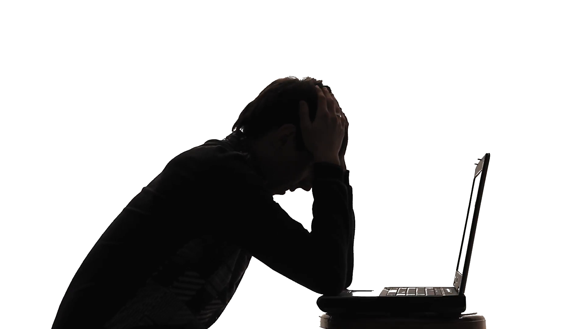 1920x1080 Silhouette Of Young Man Working At Laptop Stock Video Footage